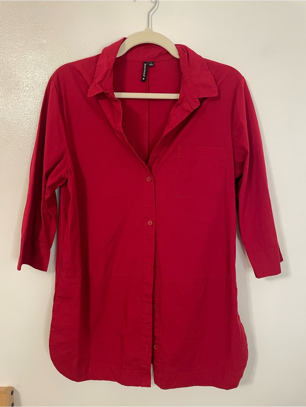 Red collared button up shirt dress heartsoul size large